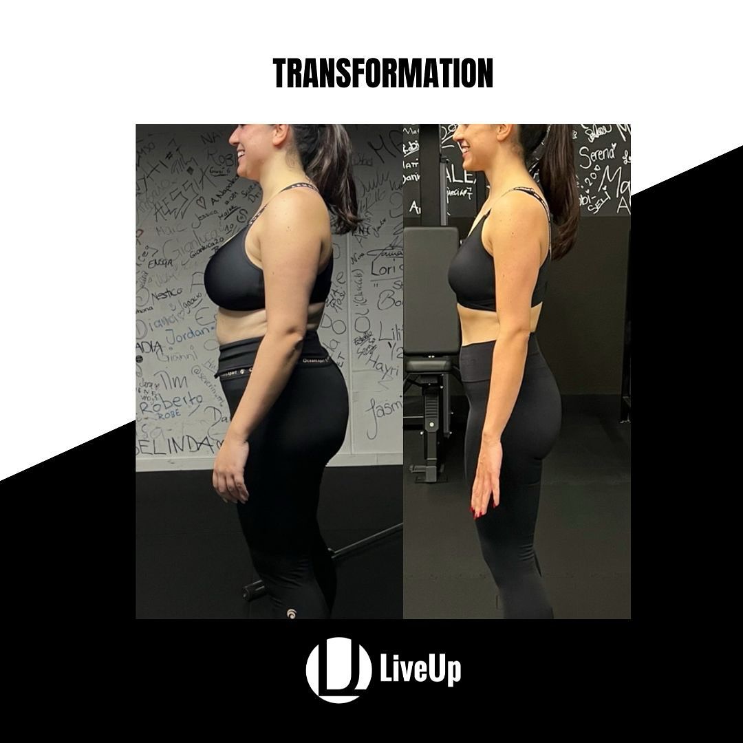 Side view, Estelle's 12-week transformation at LiveUp